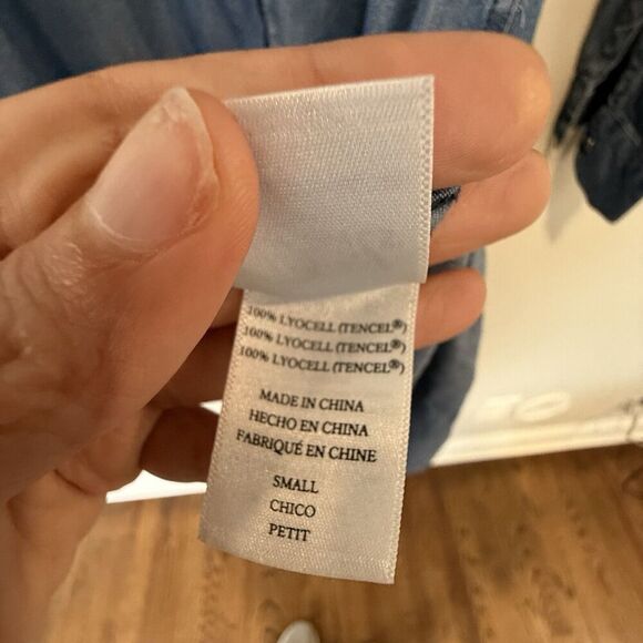 Rails Dark Wash Chambrah Denim Pullover Collared Shirt Midi Dress Sz Small 1650 - Picture 9 of 15